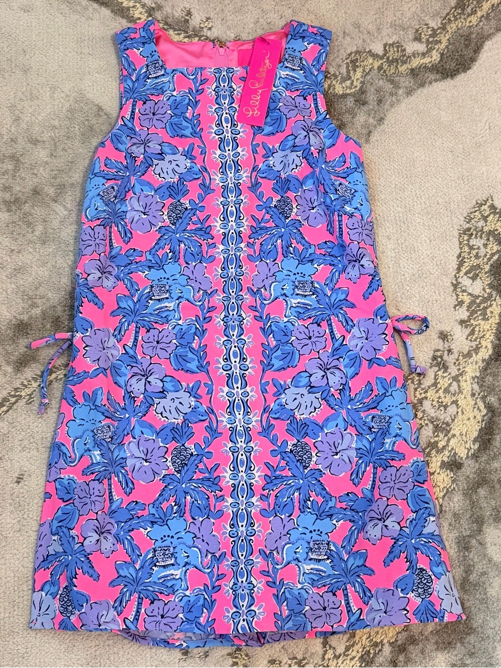NWT Lilly Pulitzer Donna Square Neck Romper Soleil Pink Palm Paradise 00